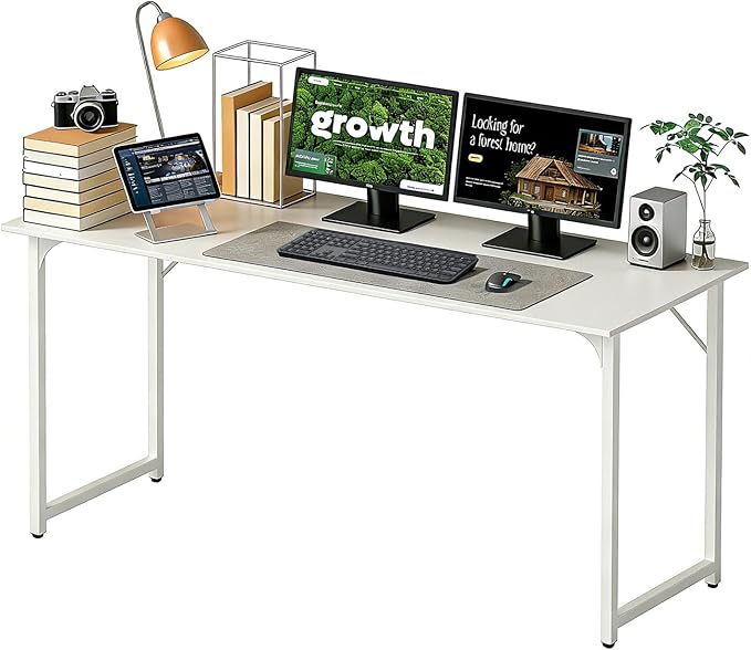 BestOffice Computer DeskHome Office Desk Modern Simple Style for Home Office Study Writing (White 55 Inch)