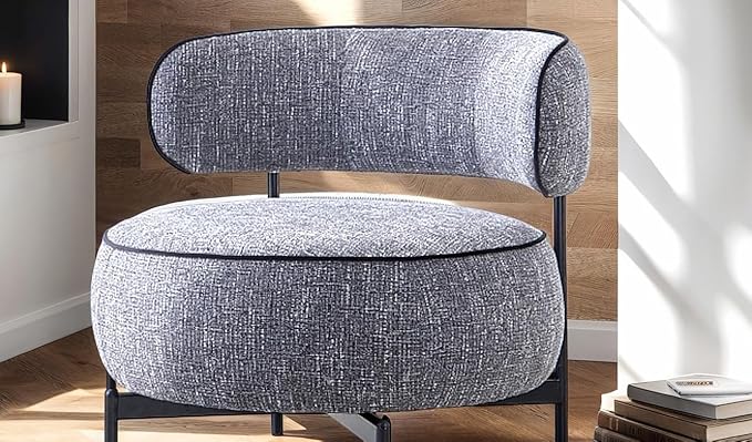 31.5 Modern Comfortable Swivel Chair with Curved BackrestExquisitely Elegant Decorative Chair with Metal LegsStylish Practical Reading Chairs for Living RoomBedroomStudyDark Gray
