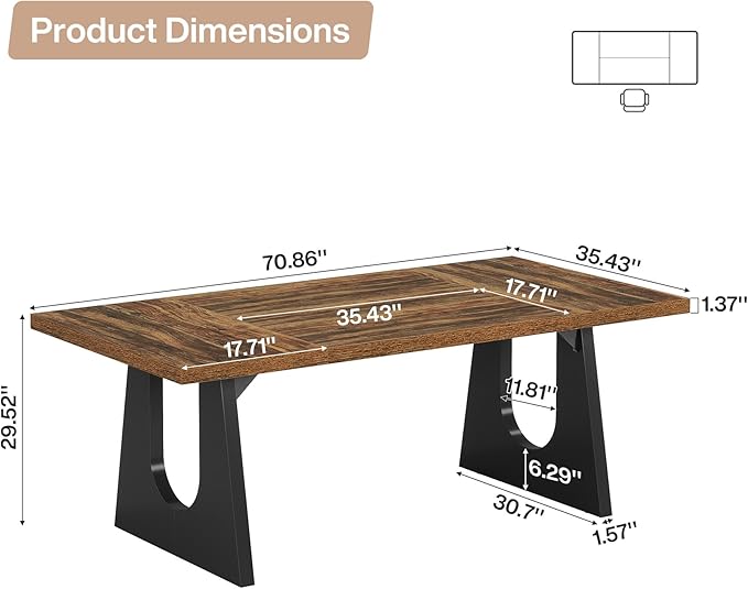 Tribesigns 70.86-Inch Executive Desk Large Computer Office Desk with Double Wood Pedestal Modern Simple Style Rectangle Writing Table for Home Office (Dark Brown)