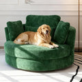 Aoiy &amp Wifon 50.2'' W Oversized Swivel Barrel Chair Green Swivel Accent Chair for Living Room Round Oversized Arm Chair with 4 Pillows Deep Seat &amp Extra Wide Chenille