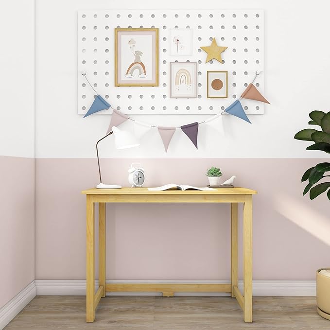 Max &amp Lily Solid Wood Desk 40 Inches Natural