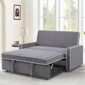 3-in-1 Convertible Sofa Sleeper Bed 2-Seat Loveseat Lounge with Adjustable Backrest Flannel Pull Out Fabric Couch Chaise Perfect for Home RV Apartment Office Living Room Grey