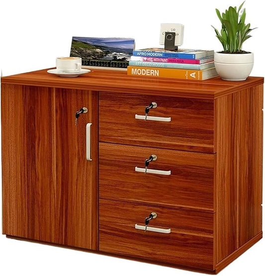 GLigeT Filing Cabinet Thicken Wood Filing Cabinet Mobile Storage Cabinet for Closet/Office 3-Drawer with Door File Cabinet Storage for Office Home File Storage Cabinets (Color : B)