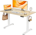 Seang Electric Standing Desk Adjustable Height Stand up Desk with 3 Memory Presets 48x24 Inch Sit Stand Desks with Splice Board for Home Office Computer Workstation White Frame/Nature Top