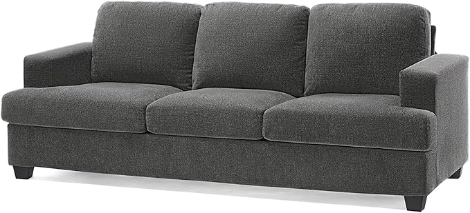 VanAcc 89 Inch Sofa 3 Seater Sofa with Extra Deep Seats Modern Couch- Comfy Couch for Living Room Apartment Lounge Grey Chenille