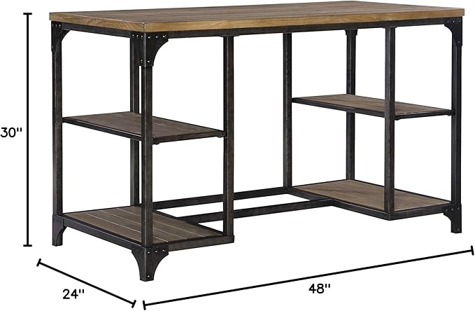 Powell Furniture Benjamin Metal Base Desk Driftwood