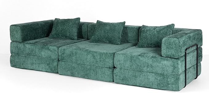 118 Modular Sectional Sofa Bed Upholstered Cloud Couch Comfy Couch with Memory Foam &amp Pocket Springs for Living Room Green