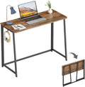 WOHOMO Folding Desk Small Writing Desk 39.4 Space-Saving Foldable Laptop Table Writing Workstation for Home Office Easy Assembly Rustic Walnut