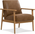 SIMPLIHOME Paloma Accent Chair - 22 inch Wide Upholstered Genuine Leather Contemporary Arm Chair with Solid Wood Frame in Caramel Brown for Living Room or Bedroom Seating Fully Assembled