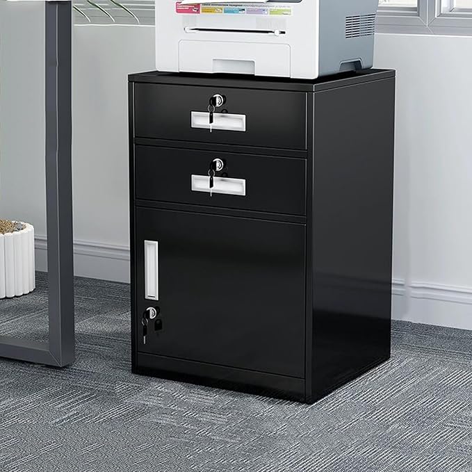 File Cabinet Under The Desk Storage Storage Cabinet with Lock Drawer Cabinet File Data Cabinet Tin File Cabinet (Color : Black)