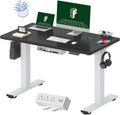 FLEXISPOT EN2 Whole-Piece Standing Desk with Clamp Power Strip 48 x 24 Electric Stand Up Height Adjustable Desk with Cable Management (White Frame + 48 Black Top 2 Packages)