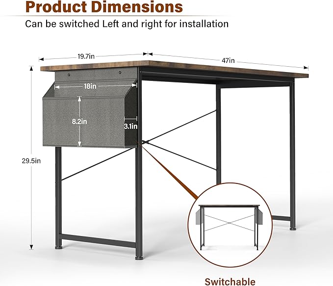 Small Space Writing Desk with Headphone Hooks Modern Simple Design Suitable for Study Home Office and Living Room