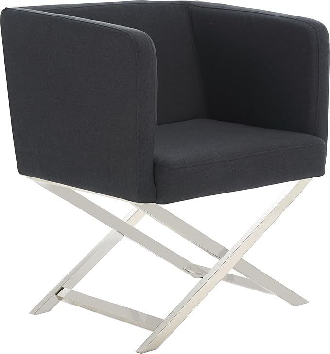 Safavieh Home Collection Celine Navy and Chrome Modern Glam Cross Leg Chair