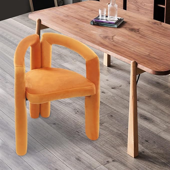 LOYALHEARTDY Orange Vanity Chair Small Accent Chairs Bedroom Chair with Soft Cushion 17.7 Inch Modern Desk Chairs No Wheels Makeup Stool for Dressing Table Salon Dormitory Living Room Orange