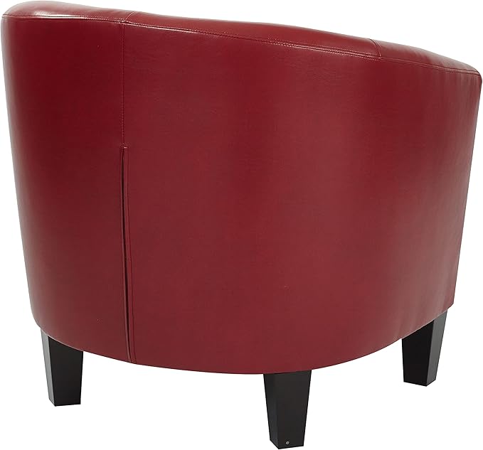 OSP Home Furnishings Ethan Tub Accent Chair with Dark Espresso Wood Legs Cranberry Faux Leather
