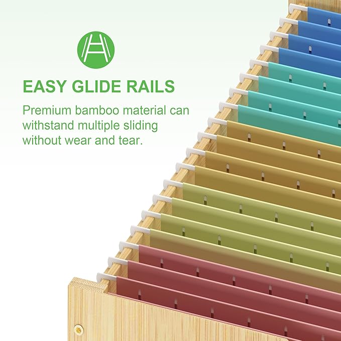 Hanging File Box Organizer for Letter Size Bamboo Acrylic File Folder Storage with Lid Clear Moving Boxes Wooden with Handle Desktop Wood Filing Holder for Office Banker Document Nature 1 Pack