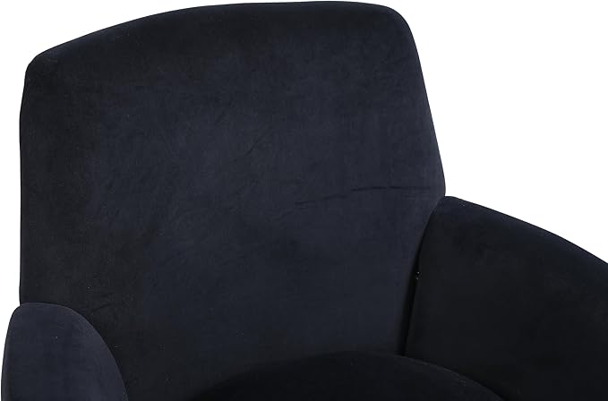 Velvet Swivel Barrel Chair Armchair for Living Room Reading Chairs for Bedroom Comfy Round Barrel Chairs with Gold Stainless Steel Base for Living Room Bedroom Reading Room (Black)