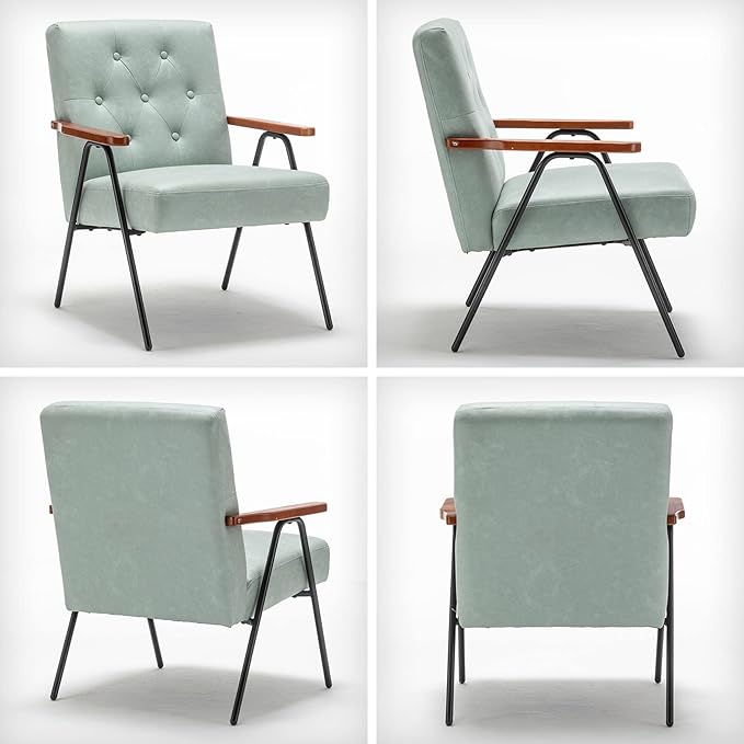 UNICOO - Modern Accent Chairs Mid-Century Armchair Living Room Chairs Leisure Chair with Metal Legs Reception Side Chairs (ZKL-222K Diamond Green)