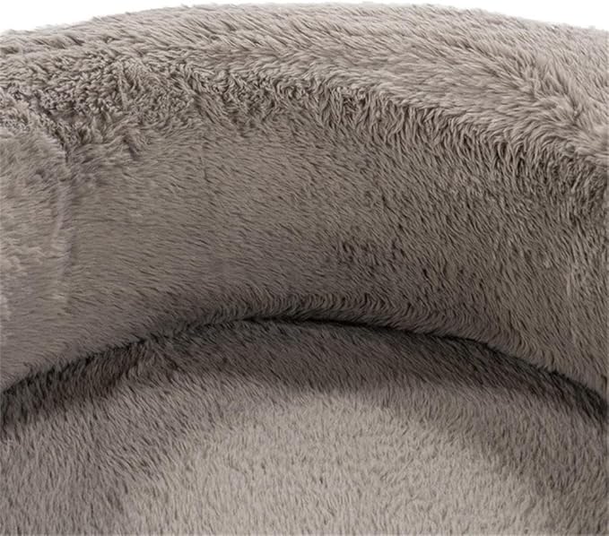 Pemberly Row Plush Faux Fur Polyester Accent Chair Dark Gray Upholstery Barrel Design Foam Cushion 32.5W x 32.5D x 28.5H Pre-Assembled Living Room or Decorative Space Seating