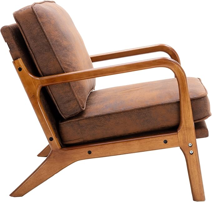 Wood Frame Armchair Modern Accent Chair Lounge Chair for Living Room