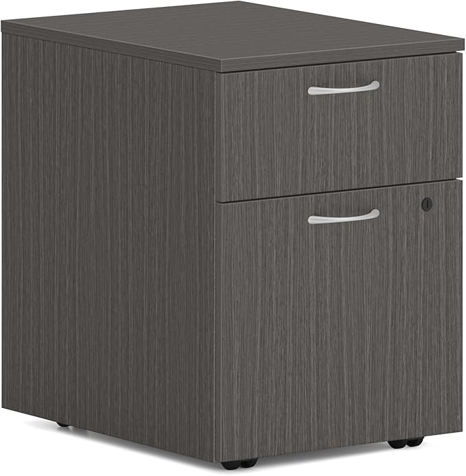 HON MOD 2 Drawer File Cabinet On Wheels Mobile Pedestal for Filing Cabinets for Home Office 15 W Portable Storage Slate Teak