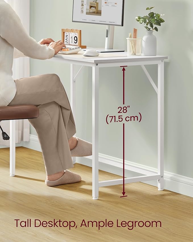 VASAGLE Computer Desk Office Work Desk 39.4 x 19.7 x 29.9 Inches for Study Bedroom Home Office Living Room Maple White and Cloud White ULWD041W44