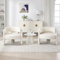 Set of 2 Accent Chairs with Arms Upholstered Barrel Armchair with Curved Back Comfy Single Side Chair for Reading Living Room Home Office Beige