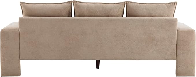 Christopher Knight Home Ahrab 84 Upholstered Sofa with 3 Back Pillows Modern Fabric 3-Seater Sofa Cozy Oversized Loveseat with Low Armrest Spacious Lounge Seating for Living Room Home Rest Camel