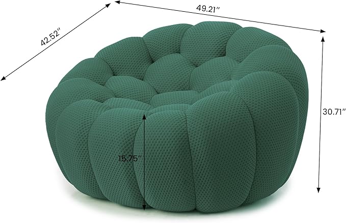 WJShome Modern Bubble Sofa Couch 48.43 Curved Sofas for Living Room Boneless Large Bean Bag ChairDeep Seat Single Couch Floor Sofas Chair Lounge for HomeGreen