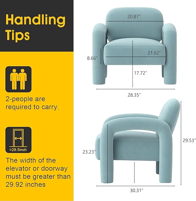 Modern Accent Chair Set of 2 Comfy Velvet Upholstered Armchair Cozy Single Sofa Tufted Barrel Chair Reading Chair for Living Room Bedrooms Corner（Blue）