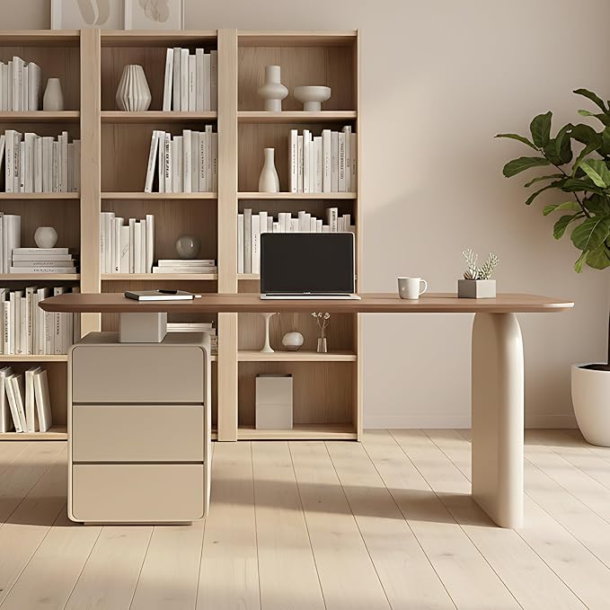 63 Inch Computer Desk with 3 Drawers Modern Writing Desk with Faux Marble Tabletop Walnut Executive Desk Home Office Desk for Lvining Room Bedroom Study