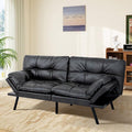 MUUEGM Futon Sofa Bed Memory Foam Matte Black Futons Modern Office Couch Sleeper Bed Convertible Love seat Sofa for Small SpacesApartmentOffice with Adjustable Armrest Backrest