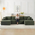 133.5 Oversized U Shaped Sectional Couch Boneless Cloud Couches for Living Room Corduroy Comfort Modular Deep Seat Sofa with Chaise Cup Holders &amp Storage Pocket No Assembly Required Green