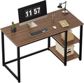 SINPAID Computer Desk 47 inches with 2-Tier Shelves Sturdy Home Office Desks with Large Storage Space Modern Gaming Desk Study Writing Laptop Table Brown