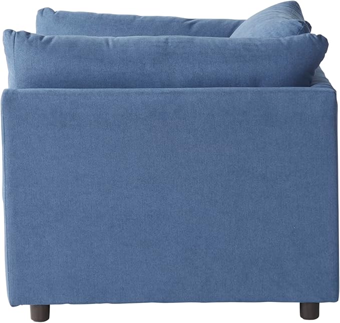 Roundhill Furniture Enda Oversized Living Room Pillow Back Cuddler Arm Chair with Ottoman Image Navy