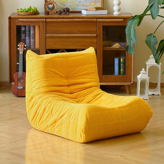 N&ampV Fireside Floor Sofa- Mid-Century Modern Armless Lounge Chair with Premium Soft Corduroy Fabric Plush Foam Cushion Accent Chair for Living Room Bedroom &amp Office (Tuscany)