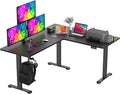 farexon 63x55 Inch L Shaped Standing Desk Electric Adjustable Height Stand Up Desk Corner sit Stand Desk with 39x18 in Mouse Pad Hook Home Office Writing Gaming Computer Workstation Black