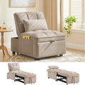 24.5 Wide Convertible Sleeper Chair with Pull Out Bed 4-in-1 Chair Bed with Adjustable Backrest &amp Storage Pockets Armless Metal Frame | Space-Saving Couch for Living Room &amp Bedroom (Gray)