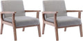 VESCASA 23.2 W Accent Chairs Set of 2 with Arms Farmhouse Side Chairs with Upholstered Seat Mid Century Modern Reading Chairs with White Wash Wood Legs for Living Room/Bedroom Light Grey Linen