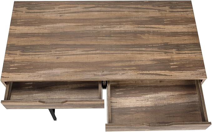Computer Desk with Storage Drawers Modern Home Office 48 Inch Laptop Desk Brown Laminate &amp Black Metal