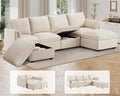 Furnimart 110.6 Modular Sectional Sofa with Full Seat Storage U-Shaped 6-Seater Deep Seat Couch with Chenille Fabric Sectional with 2 Movable Ottomans for Living Room Beige