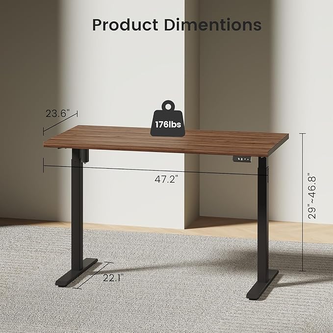 Electric Standing Desk with Storage Cabinet Adjustable Height Executive Desk with Credenza Home Office Workstation with A Engineered Wood 1.18 Solid Desktop Black Walnut