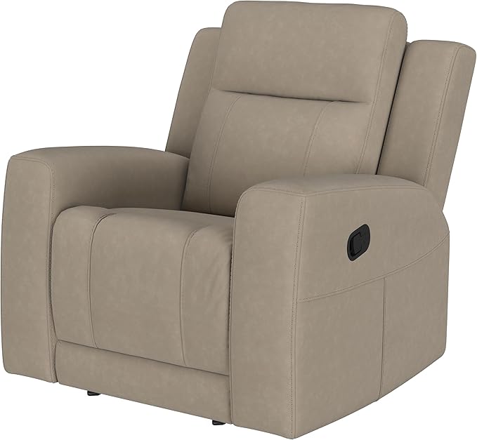 Coaster Home Furnishings - Brentwood - Leatherette Upholstered Rocker Recliner Chair with Manual Recline Lever Track Arms and Attached Cushions - Living Room - 37-Inch - Taupe - 610283