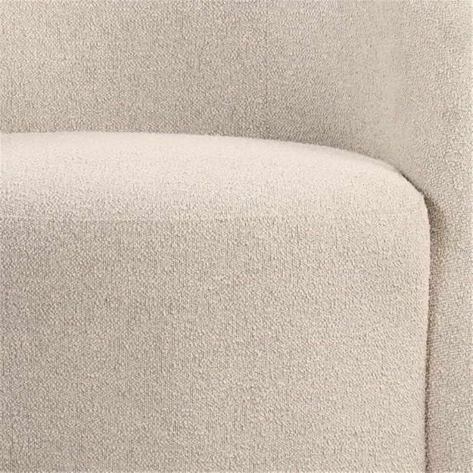 Pemberly Row Swivel Accent Chair Khaki Beige Boucle Upholstery High-Density Foam Cushion Solid Wood Frame Upholstered Base Low Profile Back Stylish and Durable Living Room or Makeup Table