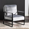 Container Furniture Classic Mid Century Modern Accent Chair with Durable Square Metal Frame Armchair for Living Room Bedroom Home Office in Plush Velvet Upholstery Grey