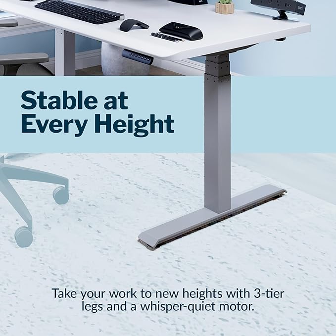Vari ComfortEdge 48x30 Inch Electric Standing Desk – Height Adjustable Sit Stand VariDesk with Memory Presets Sloped Edge 220 LB Capacity + Tool-Free Assembly (White)
