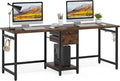 LITTLE TREE 79 Double Desk Two Person Desk with Storage Drawer Long Desk Home Office Desks for 2 Person Rustic Brown