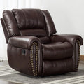 CANMOV Leather Recliner Chair Classic and Traditional Manual Recliner Chair with Comfortable Arms and Back Single Sofa for Living Room Brown