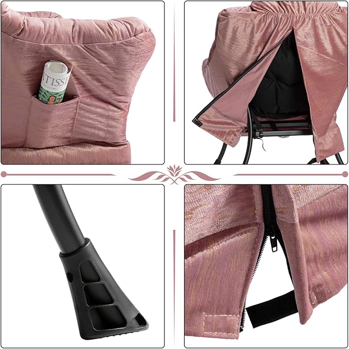 HollyHOME Lazy Chair with Armrest and Side Pocket Comfy Accent Lounge ChairLeisure Sofa Armchair for Living Room Bedroom Dorm or Small Spaces Oversized Reading Sofa ChairVelvet Gilding Pink