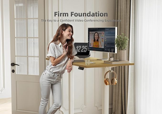 Seang Standing Desk with Adjustable Height 40x24 Inch Electric Stand Up Desk for Home Office Studio Computer Workstation Nature Top